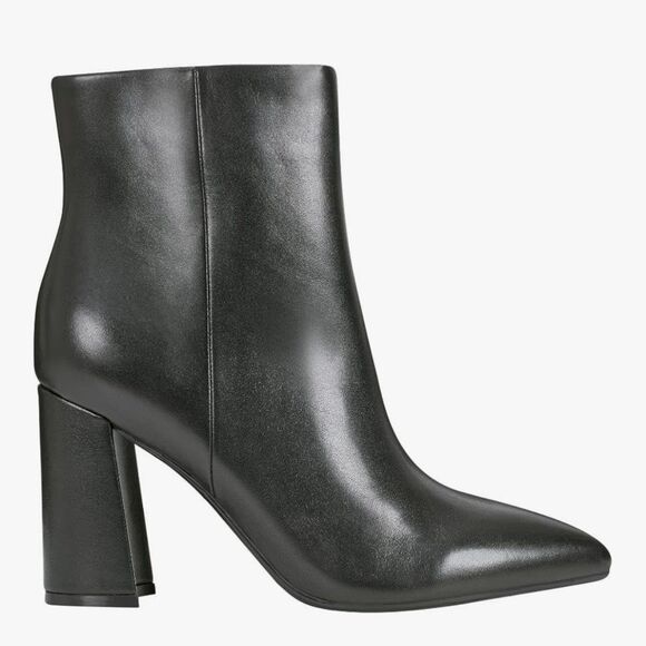 Marc Fisher Black Leather Booties | Women’s 10 | Pointed Toe Block Heel - Picture 1 of 15